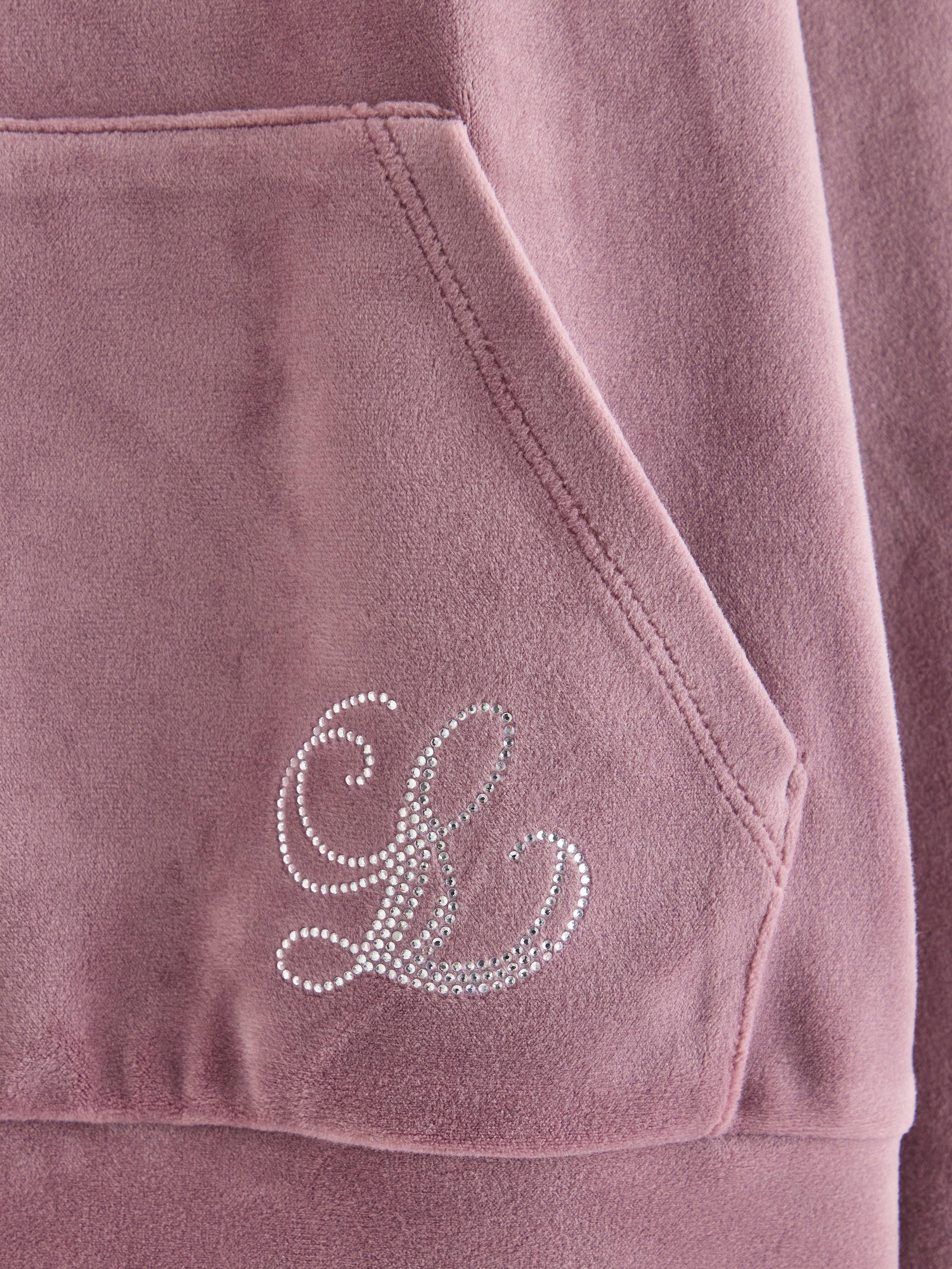 Hettegenser i velour lilla