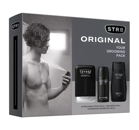 STR8 Original woda po goleniu 100 ml   dezodorant spray 150 ml   żel pod prysznic 250 ml