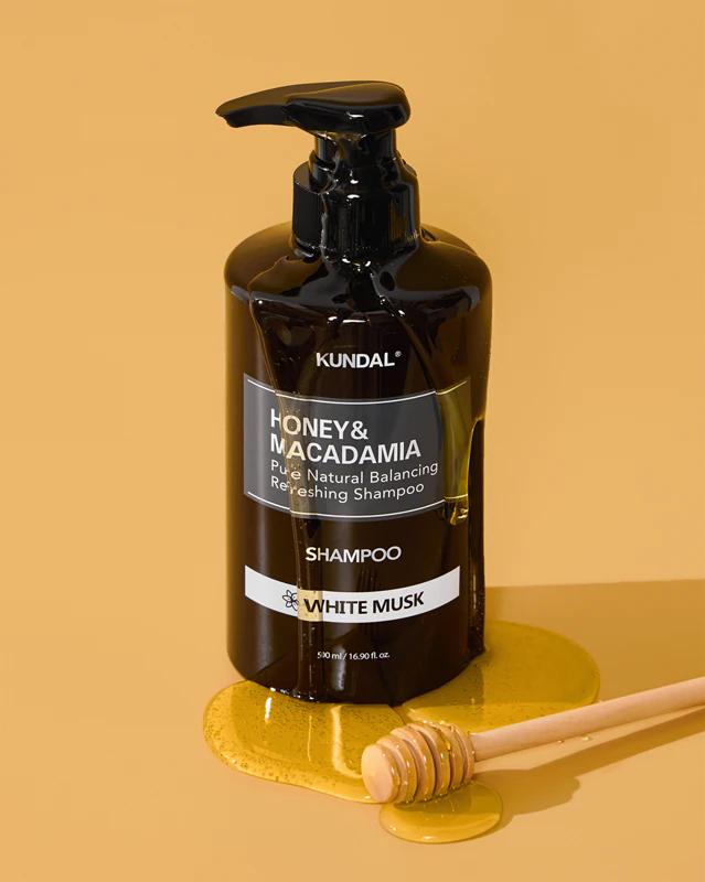 KUNDAL Honey & Macadamia White Musk natuurlijke shampoo voor droog en beschadigd haar