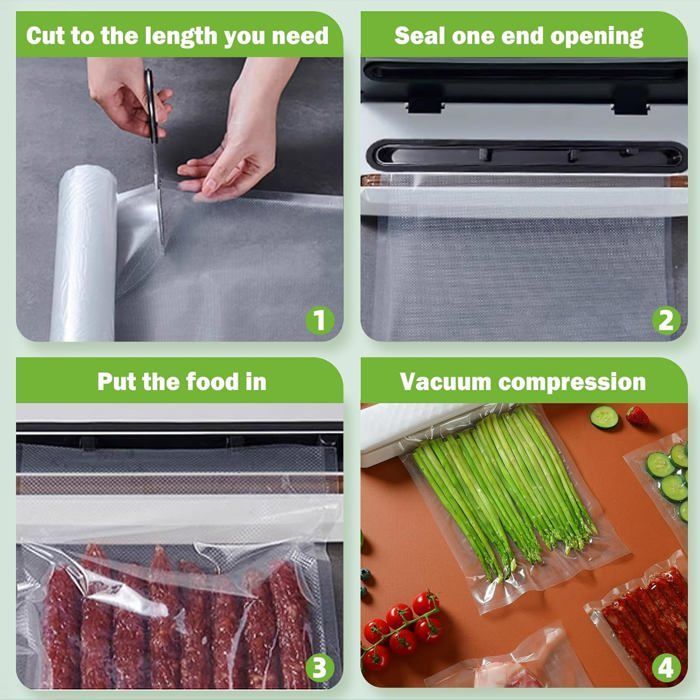 Food Vacuum Seal Bags, 5 Rolls 20cm x 3m/Roll Food Vacuum Seal Film, FDA Approved, LFGB, Freezer Bag [MA242]