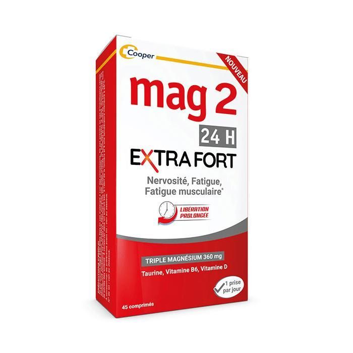 Mag2 24h Suplemento Alimentar de Magnésio Extra Forte para Nervosismo 2x45 Comprimidos
