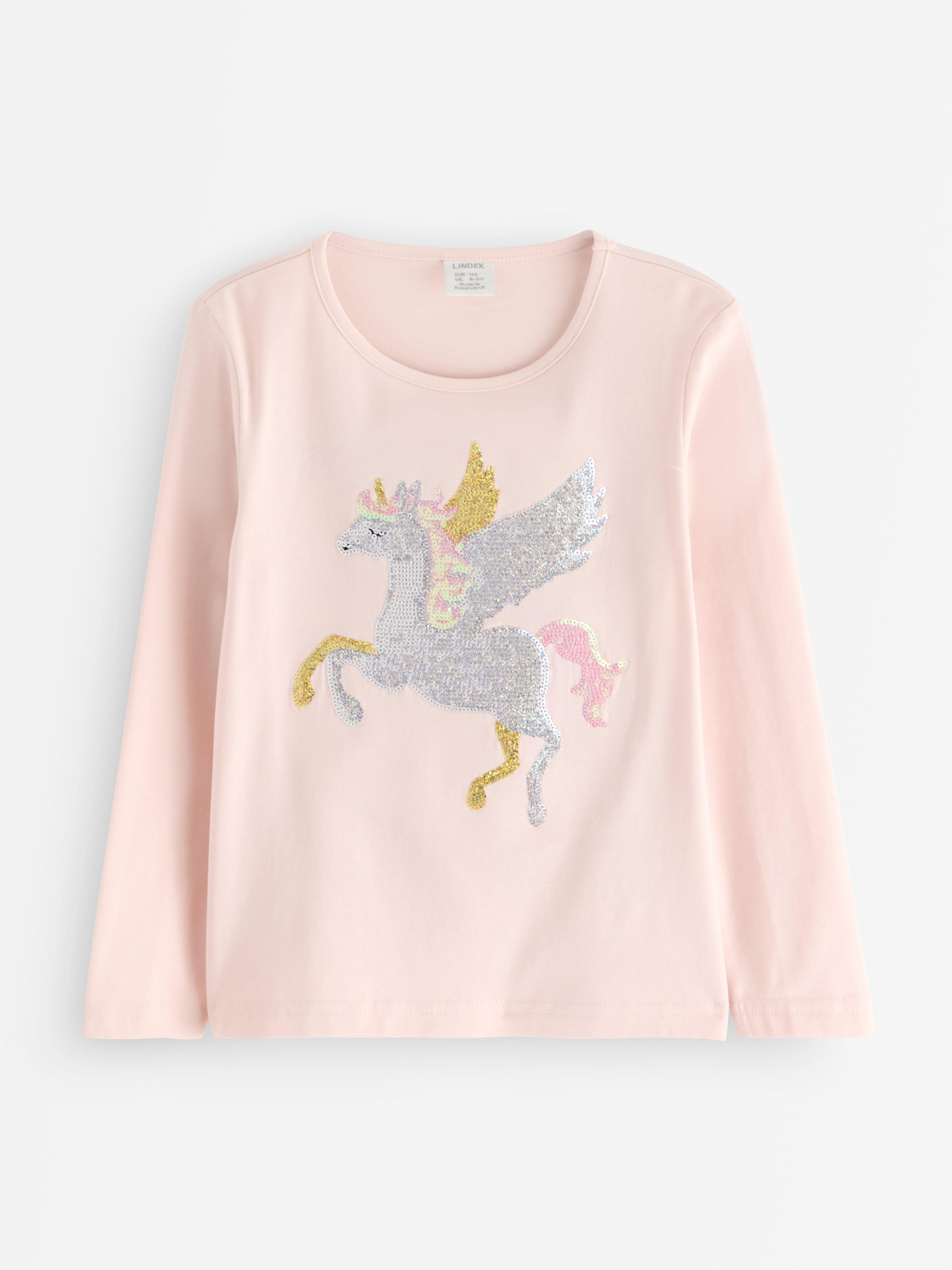 Top de manga larga con lentejuelas rosa claro
