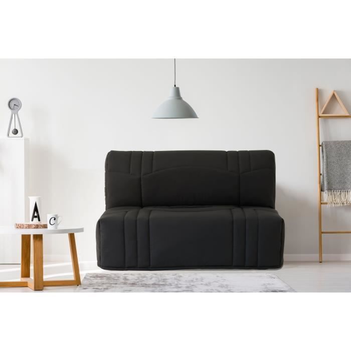 Divano letto DREAM BZ - Tessuto 100% cotone nero - Area letto 140x190 cm - 2 posti - Morbido e confortevole