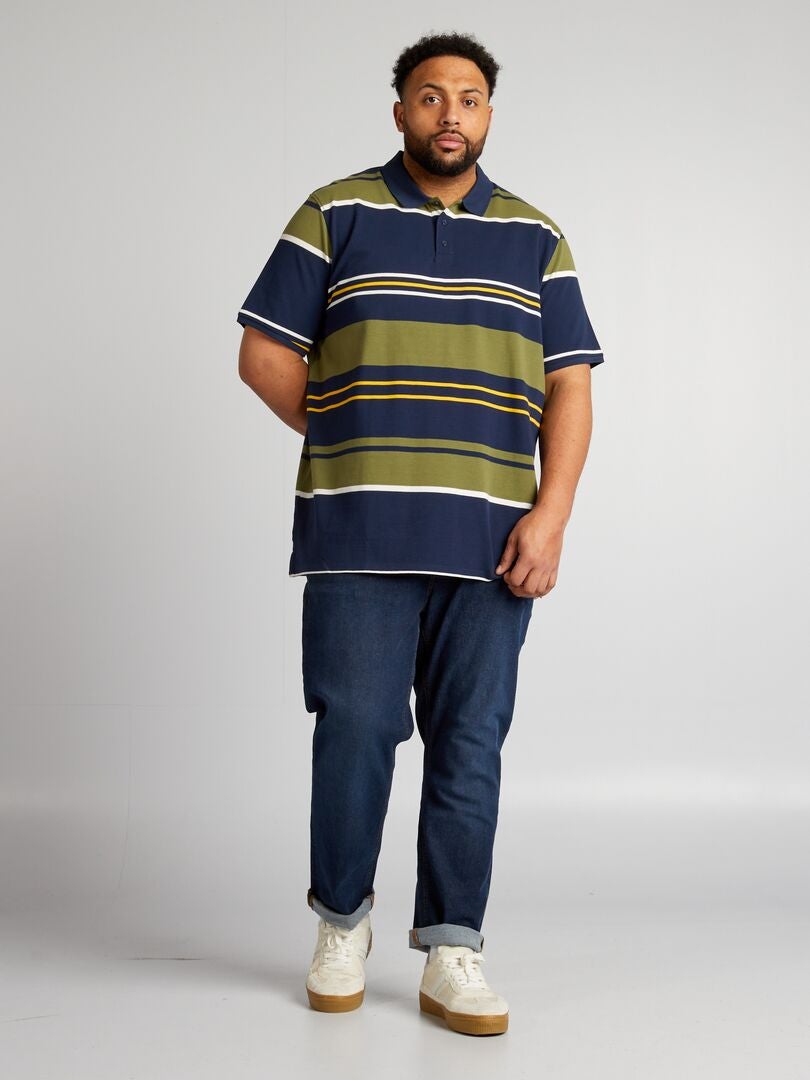 Gestreept katoenen poloshirt - BLAUW
