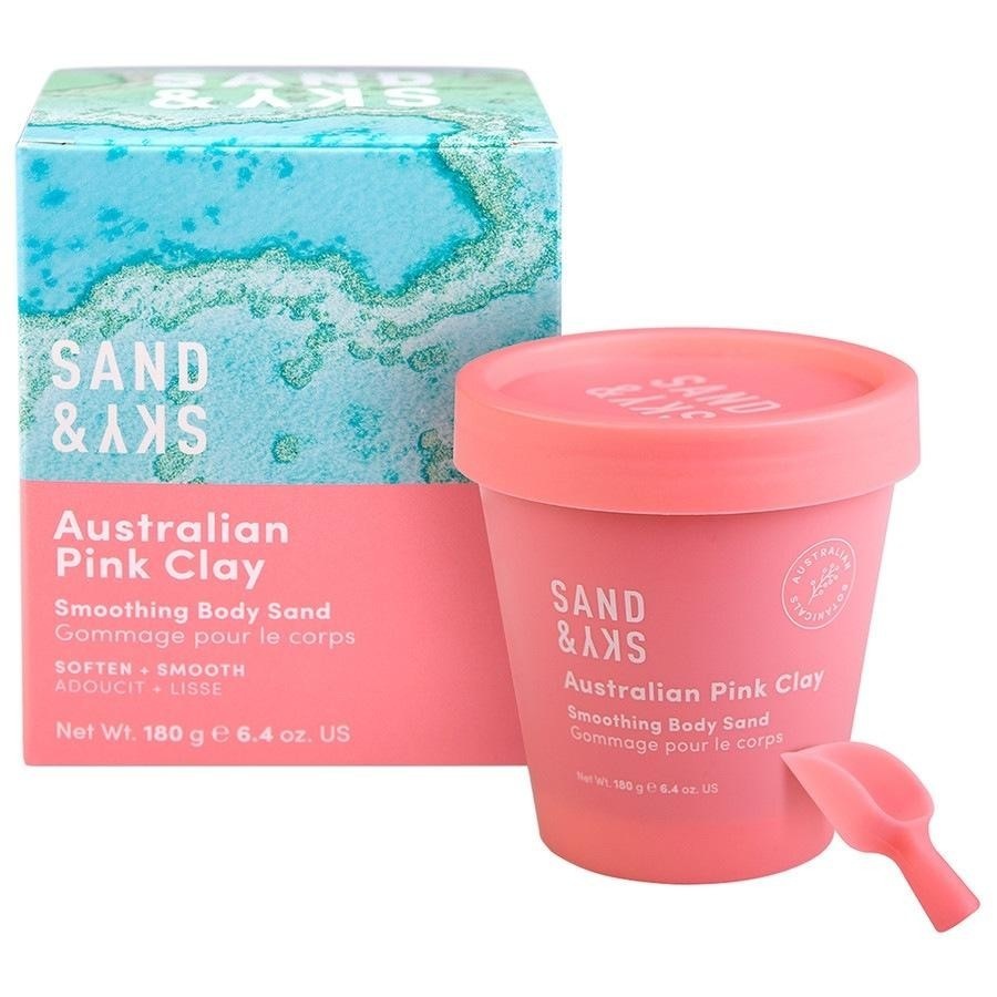 Sand & Sky ķermeņa skrubis ar Austrālijas rozā māliem – izlīdzinošas ķermeņa smiltis – 180 g