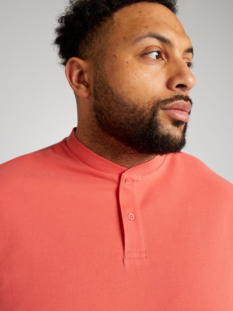 Poloshirt van katoenpiqué - ORANJE