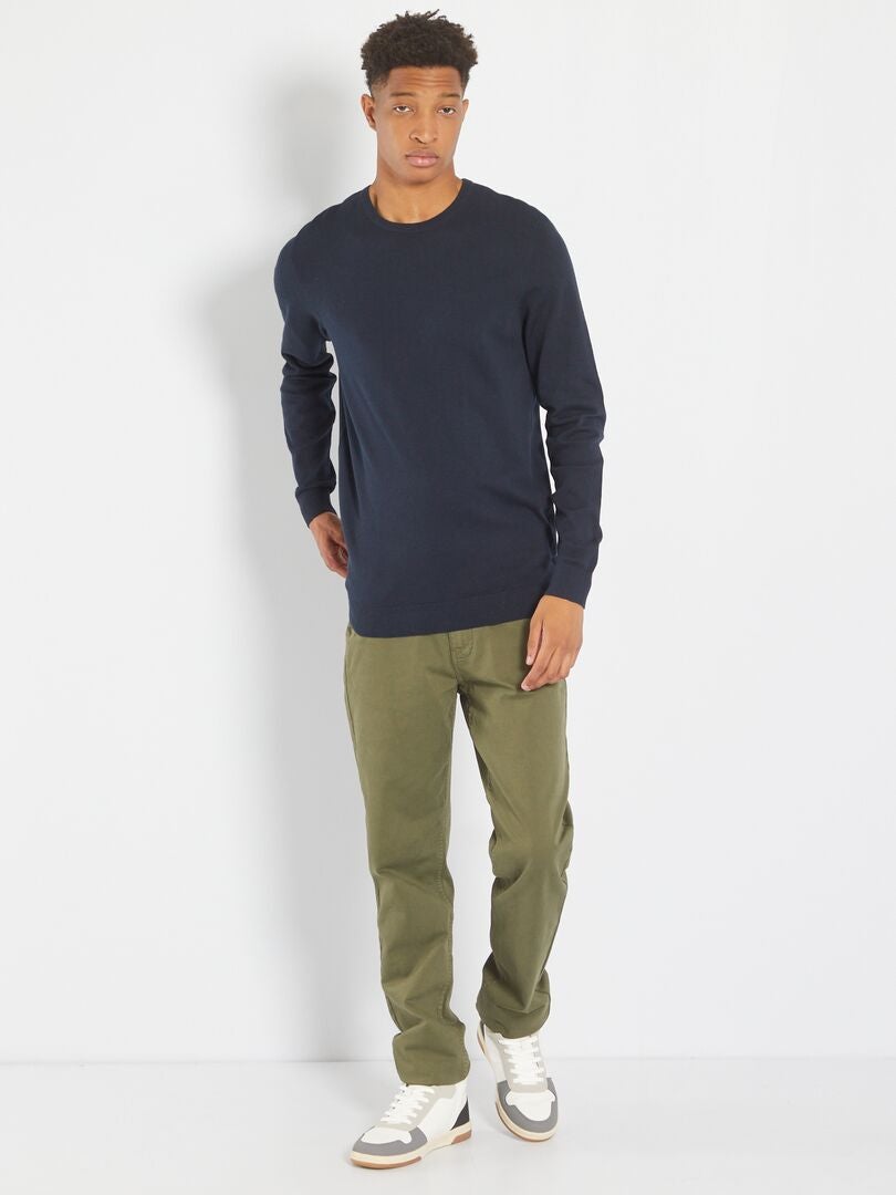 Effen ronde hals trui +1m90 - blauw