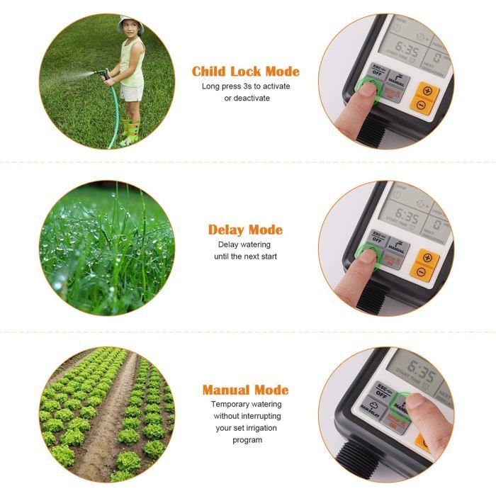 Timer automatico per irrigazione a goccia, impermeabile per uso esterno, schermo LCD da 3