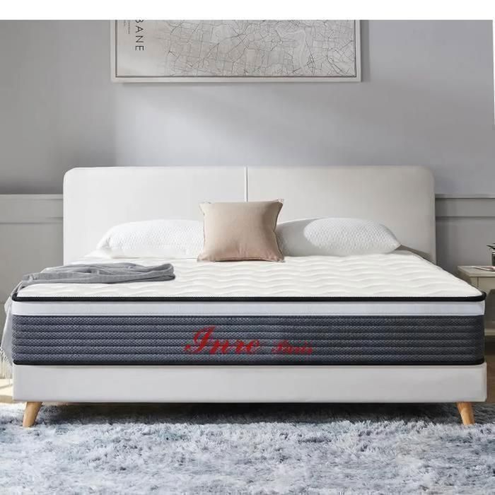 Colchón INRE de espuma viscoelástica de 140x190 cm, 20 cm de grosor, firmeza óptima, 7 zonas ergonómicas.
