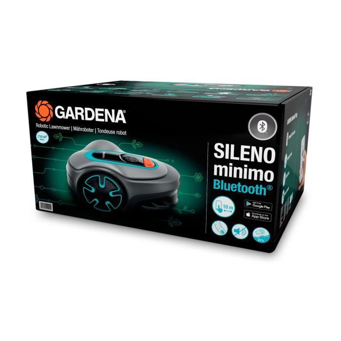 GARDENA SILENO minimo 250 robotic lawnmower – Bluetooth® connection – Max mowing area 250m² – Triple pivoting blades (15201-26)
