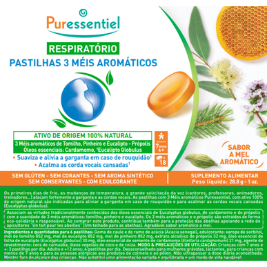 Puressentiel Respiratoire Pastilles 3 Miels Aromatiques Pastilles pro Suavizar a Garganta 18 pastilek 18 pastilek