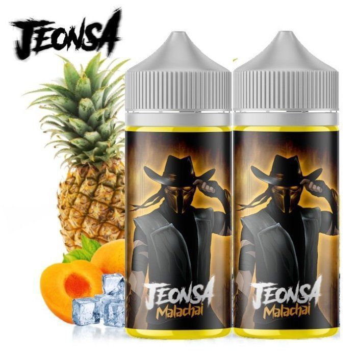 Confezione da 2 e-liquid Malachai (limone, ananas, albicocca, fresco) Jeonsa 100ml + 8 booster