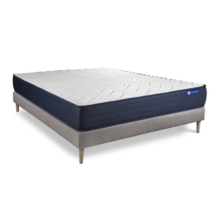 Mattress and bed base set 200x200 cm - Grey bed base (assembly required) - Actilatex Life