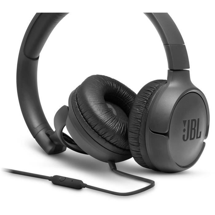 JBL Tune 500 Wired Headphones - Pure Bass Sound - Lightweight and Foldable Design - Black