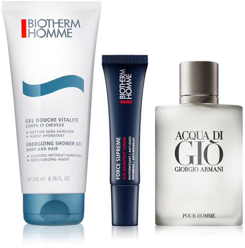 Kit de presente com gel de banho energizante Biotherm Homme Basic Line para homens