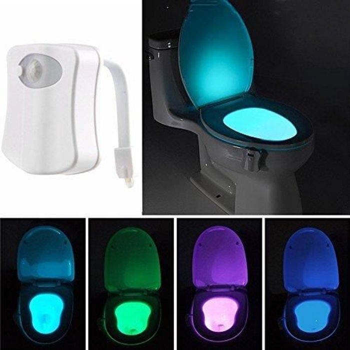 Lámpara de baño LED Leeko con luz nocturna, 8 colores cambiantes, compatible con todos los asientos de inodoro, base de ABS, ángulo de flexión de 270 grados.