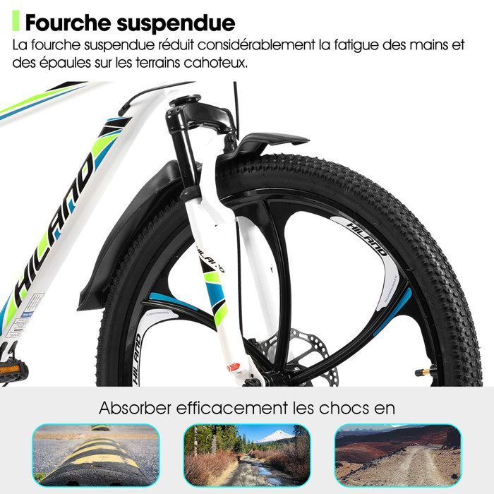 Hiland 26-inch adult mountain bike, 6 spokes, 18 speeds, with dual disc brakes, aluminum frame, for men and women