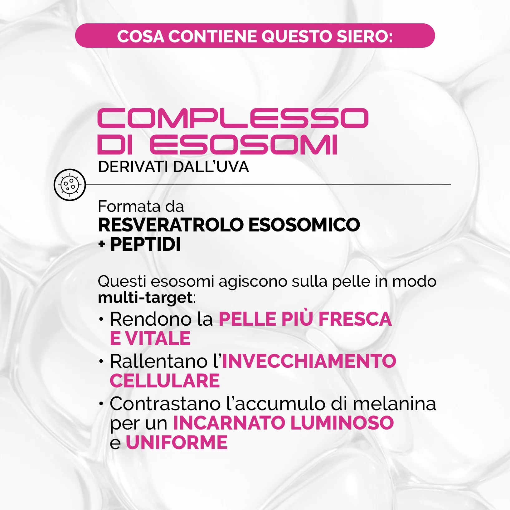 Sieri Viso EXOPEPTIDE - Siero viso idratante, Siero viso illuminante, Siero viso antirughe, Siero viso effetto globale