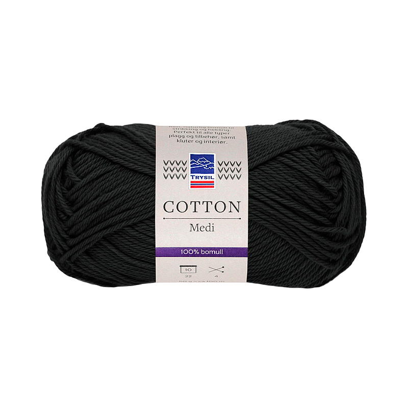 Filato Trysil Cotton Medi, 100% cotone, nero