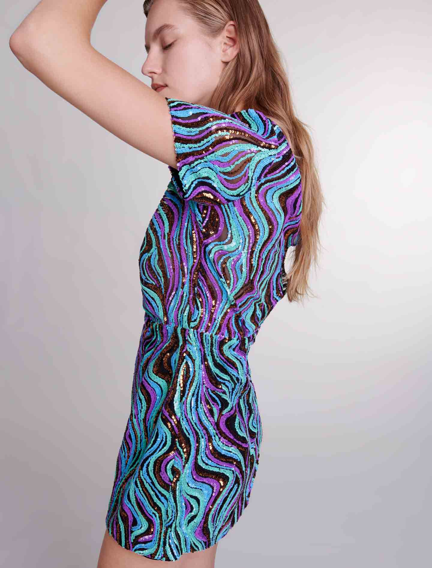 Rochie scurtă trompe l'oeil - Multicoloră