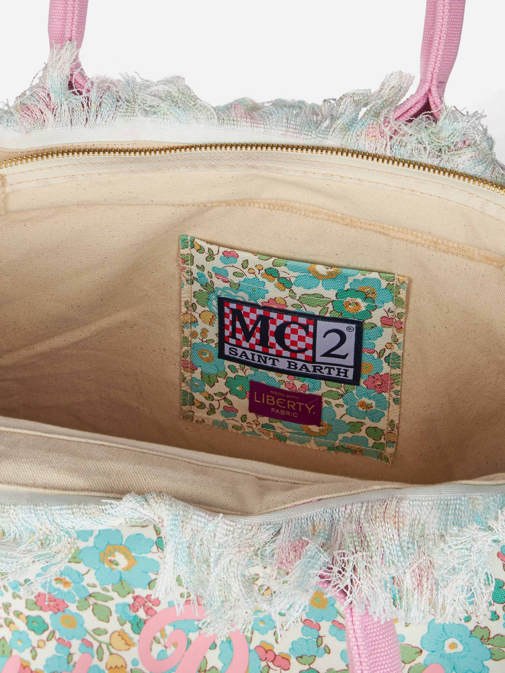 Vanity Liberty Canvas Tote Bag – Water Green Betsy Print, Ritssluiting & Saint Barth Logo | Gemaakt van Liberty-stof | | MC2 Saint Barth