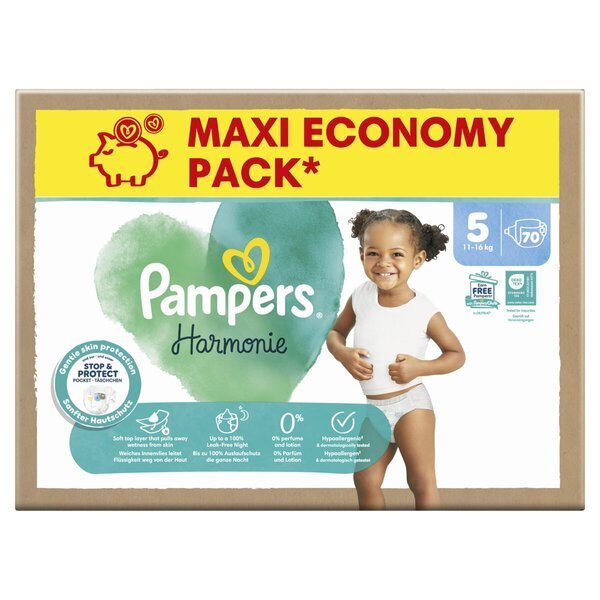 Pampers Harmonie autiņbiksītes 5. izmēra<br>5. izmērs (11–16 kg), 70 gab.