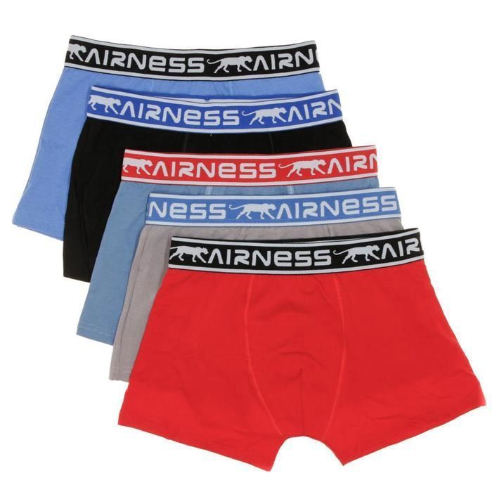 Cuecas Boxer Airness para Meninos, Azul/Vermelho, Pacote com 5 Unidades