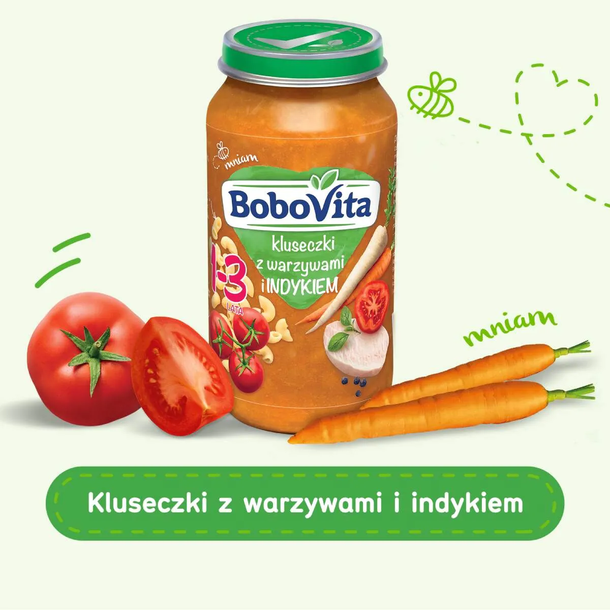 Bobovita Obiad Kluseczki z Warzywami i Indykiem