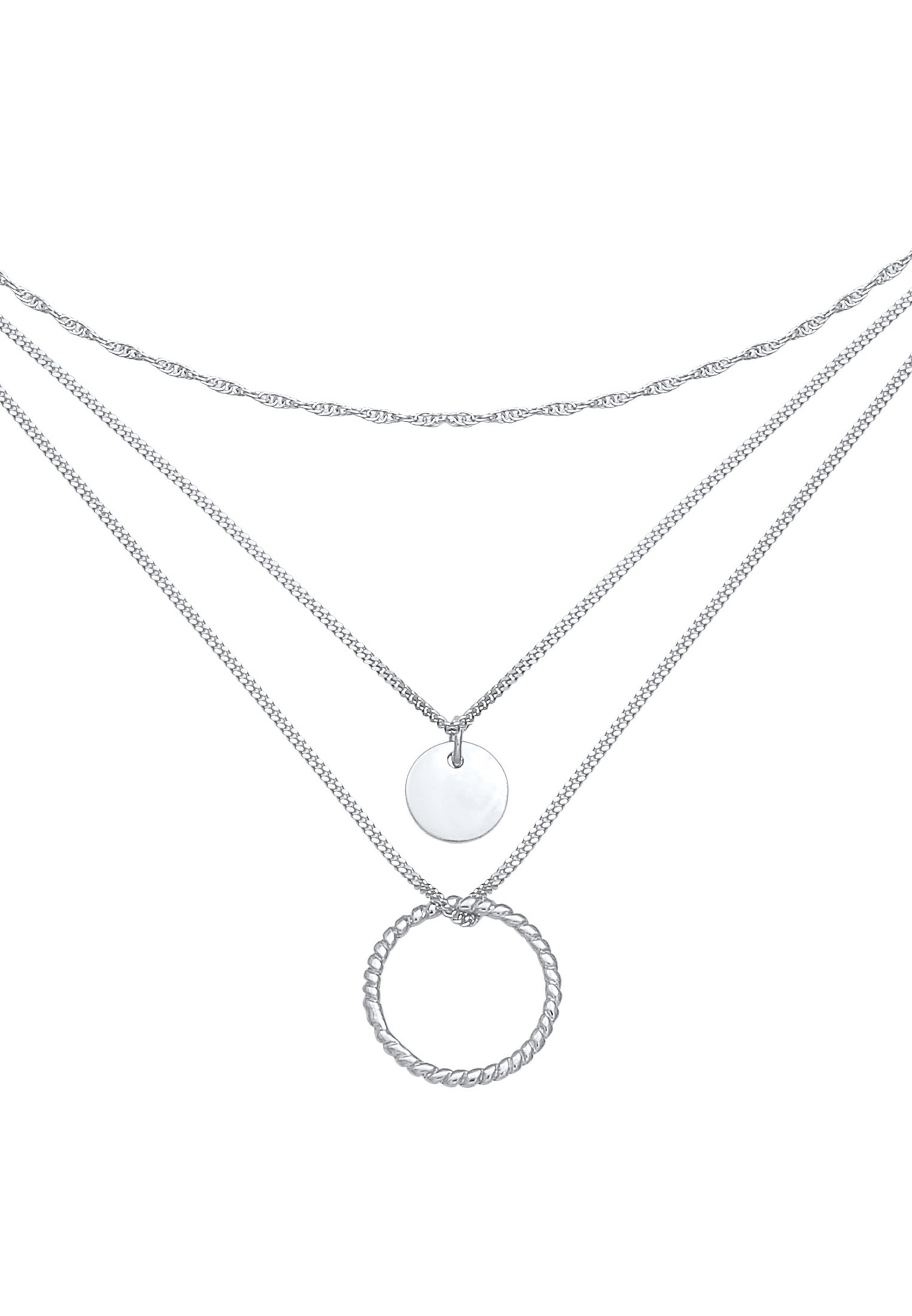 Elli Pendentif Femmes Layer Cercle Twisted Timeless Trend Blogger en argent sterling 925