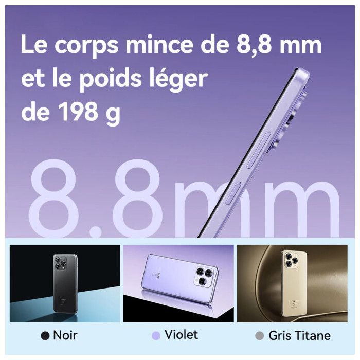 CUBOT A40 Smartphone - 12Go (4+8) RAM /256Go ROM - Écran 6.88