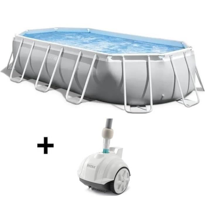 Kit Piscine hors sol tubulaire INTEX - Pris Frame - 503 x 274 x 122 cm - Ovale (Pompe, bâche, tapis de sol) + Robot aspirateur Intex