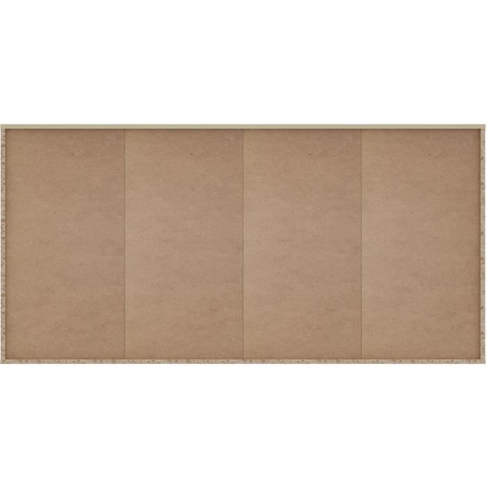 Buffet PILVI - Style contemporain - Particules mélaminé - Décor Chêne et noir - 4 portes + 2 tiroirs - L 162,3 x P 34,2 x H 81,7 cm