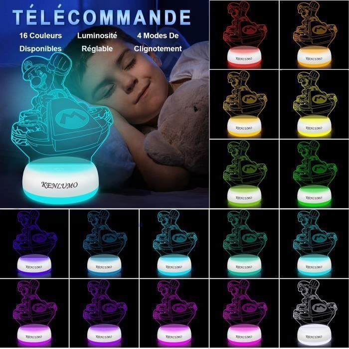 KENLUMO Veilleuse Noël Enfant Cadeau Lampe de nuit LED mario kart Lampe de chevet télécommande Touchez pour changer de couleur