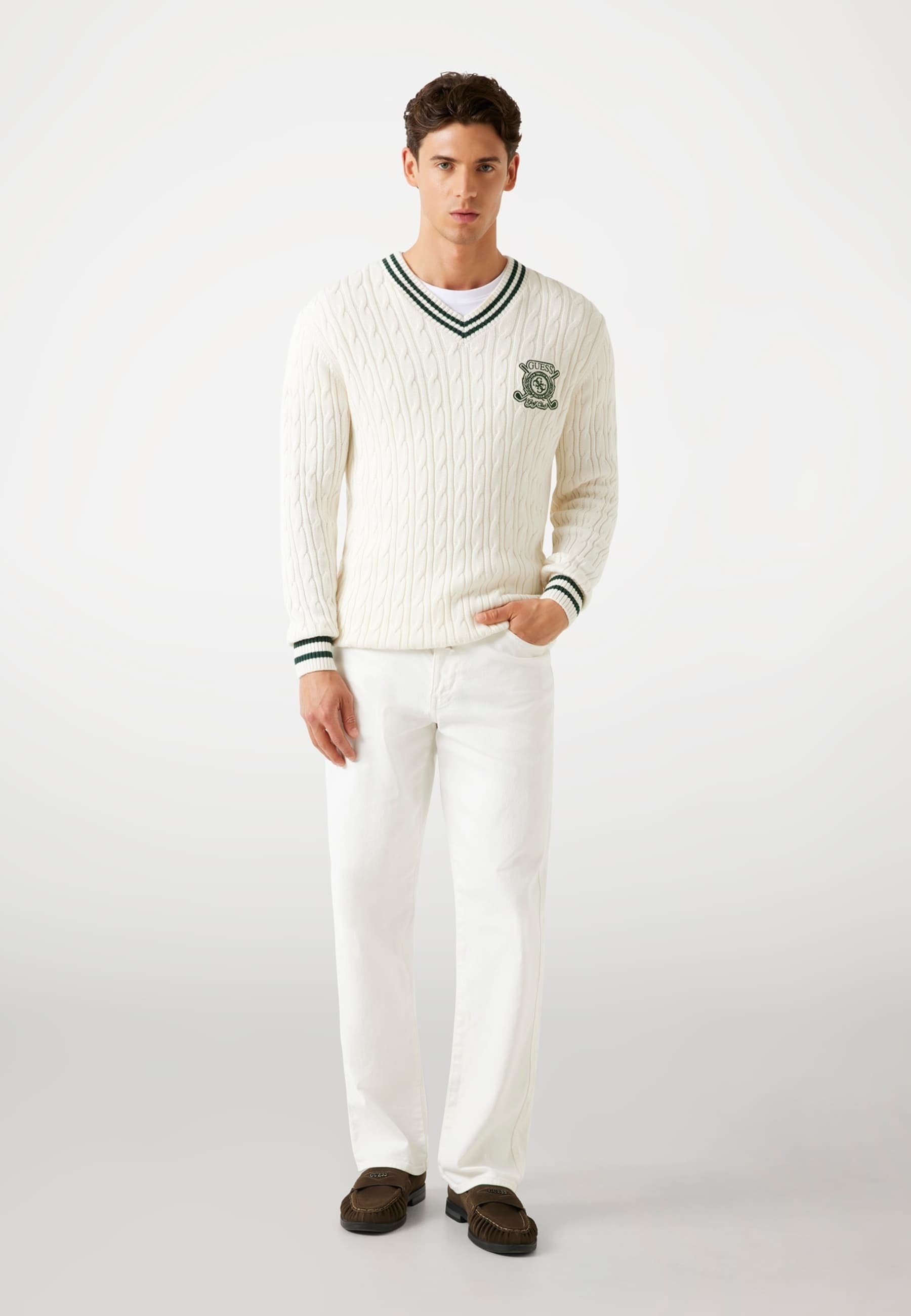 Maglione intrecciato Guess - Multicolore/Bianco