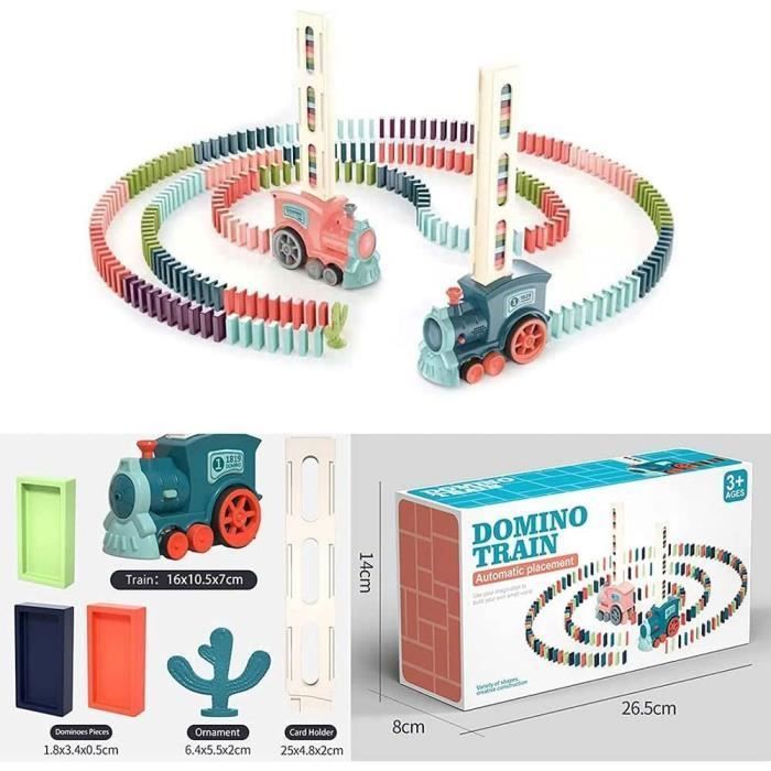 Electric Domino Train Toy, 120 Domino Blocks, Automatic Laying Train, Model Building for Children Ages 3-12
