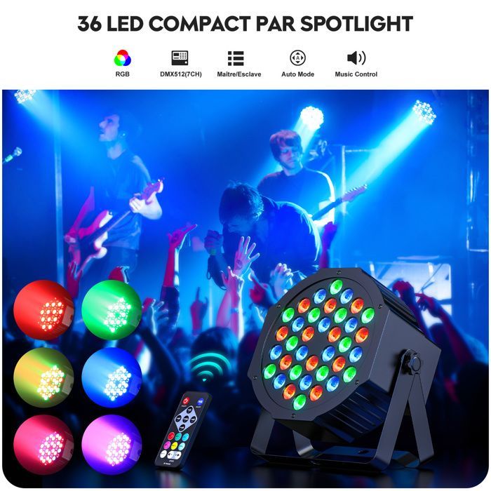 PACK OF 4 LED PROJECTORS - JAJALUYA DJ RGB SOUND Stage Lights for BAR CLUB DISCO DANCE PARTY