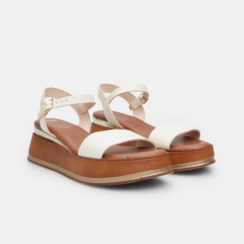 BATA Damsandaler i Läder med 6 cm Platåsula