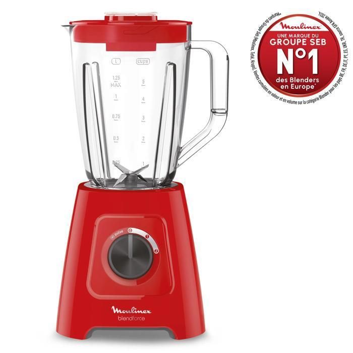 Frullatore Moulinex Blenforce, 2 velocità + funzione Pulse, capacità 2 litri, 600 W, LM420510