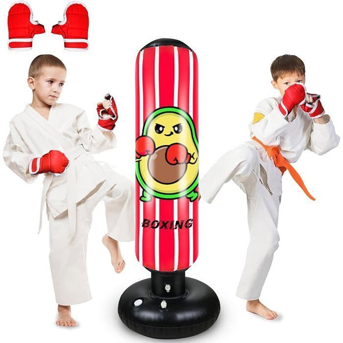 Sacco da boxe gonfiabile per bambini da 165 cm con guantoni, regalo ideale per ragazzi e ragazze.