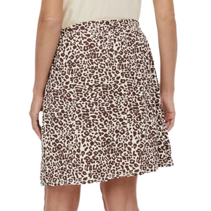 Jupe - MAMALICIOUS - Lenni - Marron/Beige - Taille haute - 100% Viscose