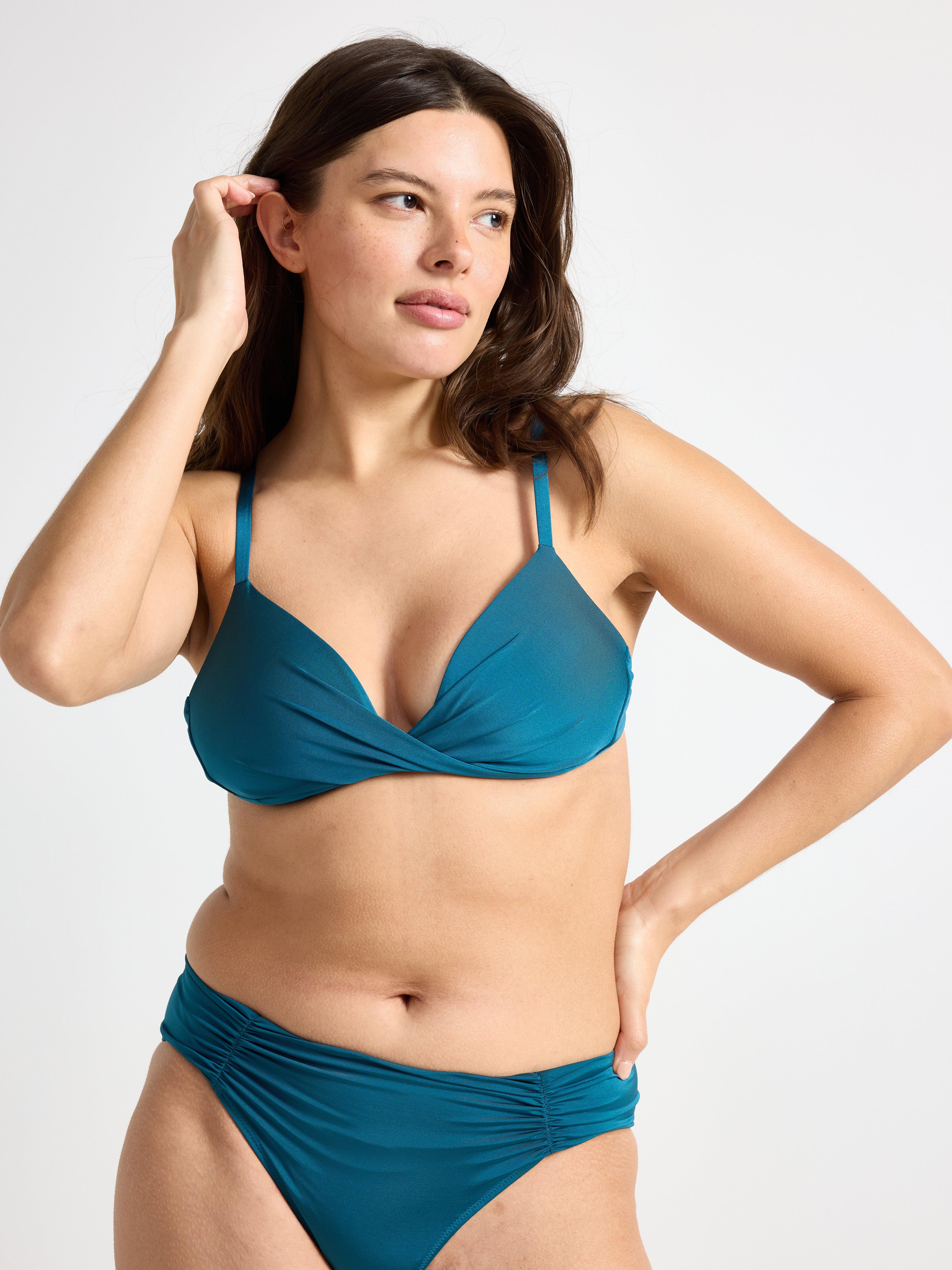 Top de bikini acolchado color azul marino oscuro