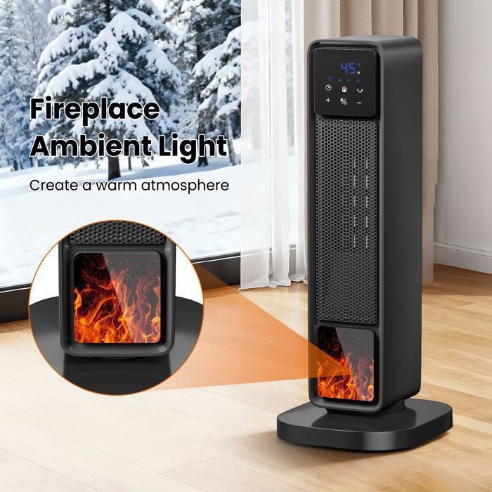 Calefactor auxiliar PTC de 2200 W, calefactor con ventilador, protección antivuelco/sobrecalentamiento, calefactor con ventilador para sala de estar/oficina.