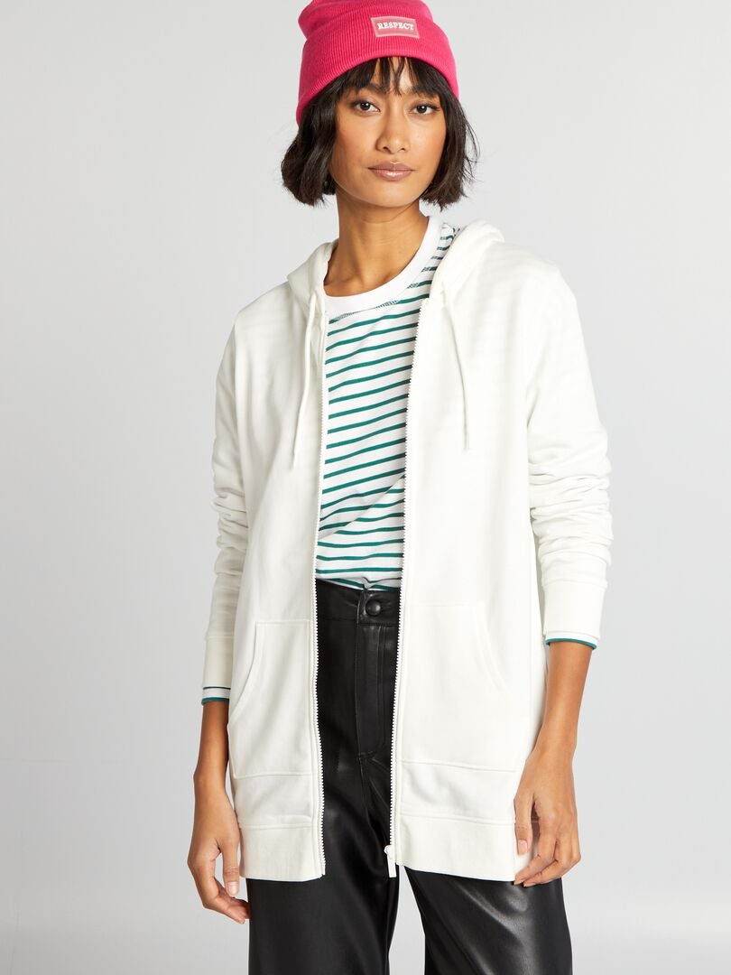 Hoodie met rits - WIT