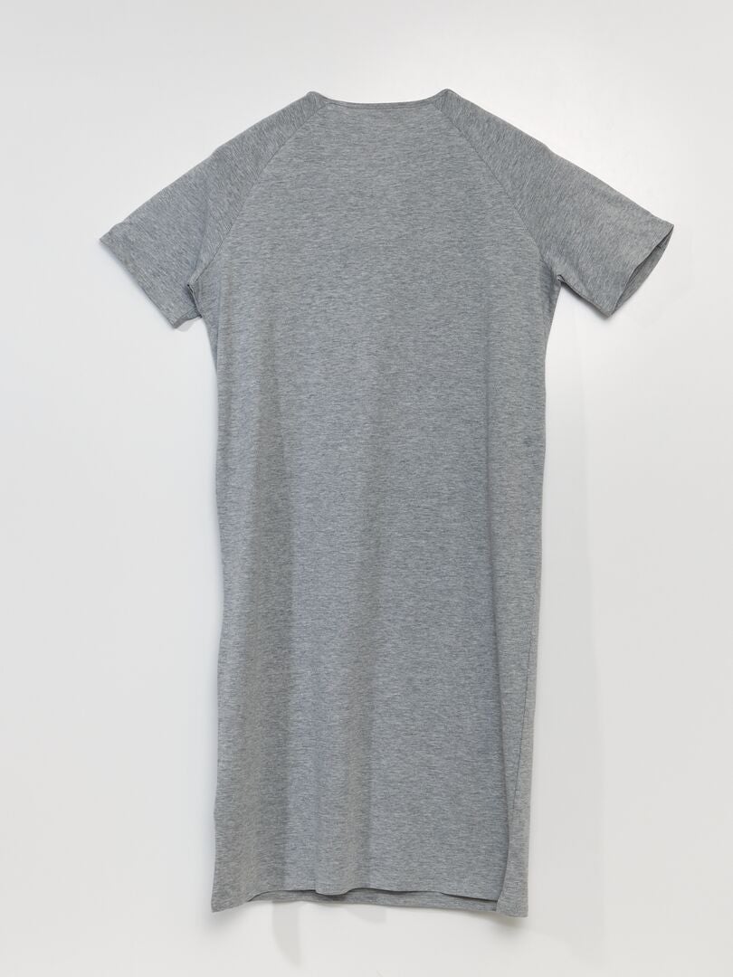 Camiseta midi com botões de pressão nos ombros - Super Fácil - CINZA