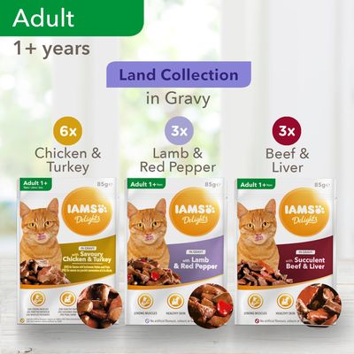 IAMS Delights Adult – Colecția Land în sos