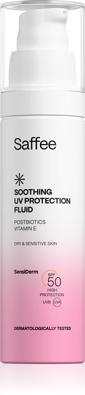 Saffee SensiDerm Soothing UV Protection Fluid is een beschermende vloeistof voor de droge en gevoelige huid.