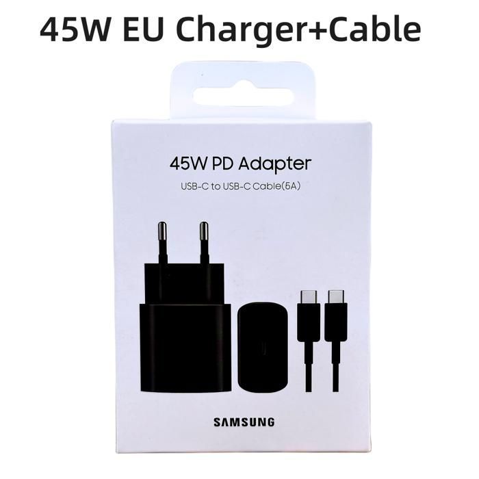 Cargador Samsung de 45 W, carga súper rápida, adaptador con certificación UE para Galaxy Z, O5, 4, 3, Flip, S23, S24, Ultra, S20, S22, S21