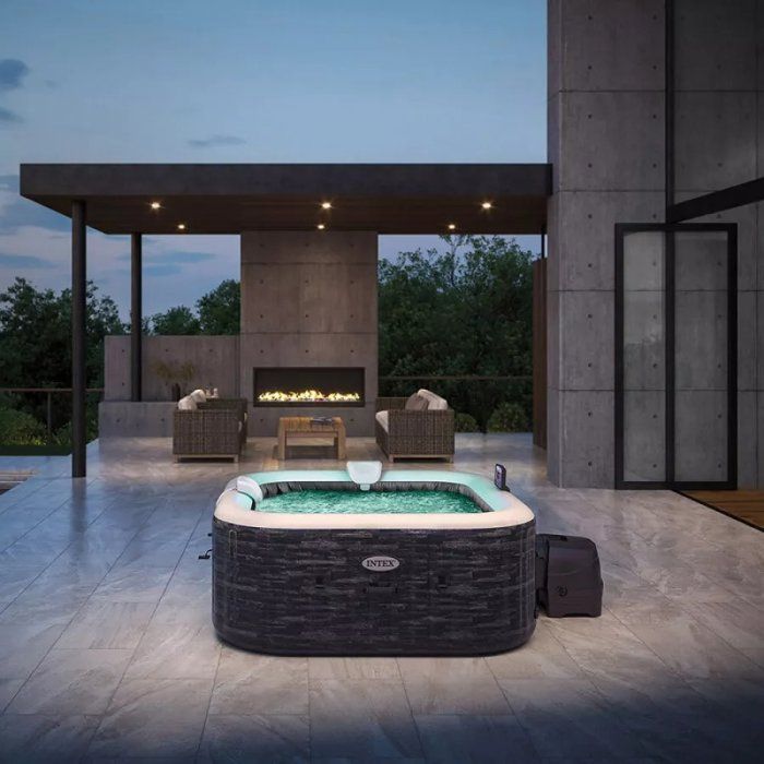 Spa gonflable INTEX - Ardoise - 175 x 175 x 71 cm - 4 places - Carré - 28450NP