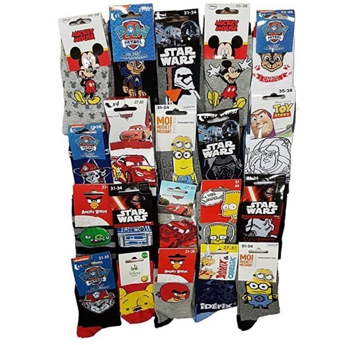 Calcetines de algodón con licencia, novedad, vendidos en un paquete sorpresa - Estilos surtidos como se muestra en las fotos, sujeto a disponibilidad - Paquete de 3 pares para niños