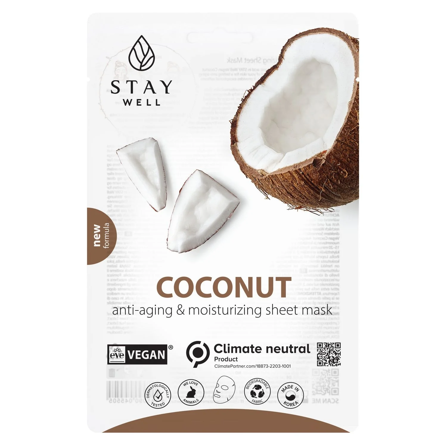 Mask Vegan Sheet Mask - COCONUT - Maschera Idratante viso